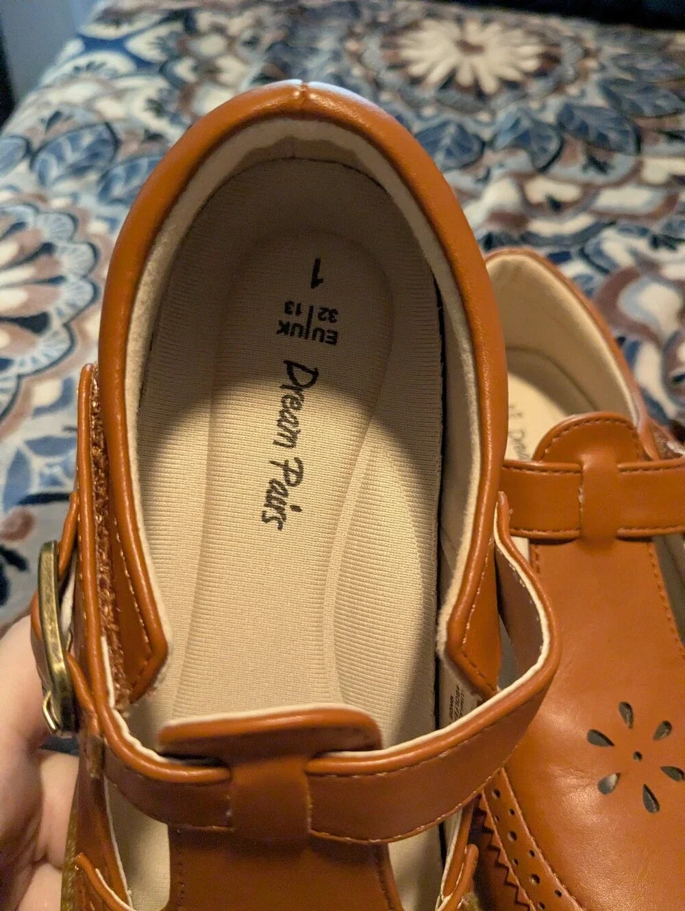 Tan And Cream T Strap Girls Mary Jane's In NWOT Condition